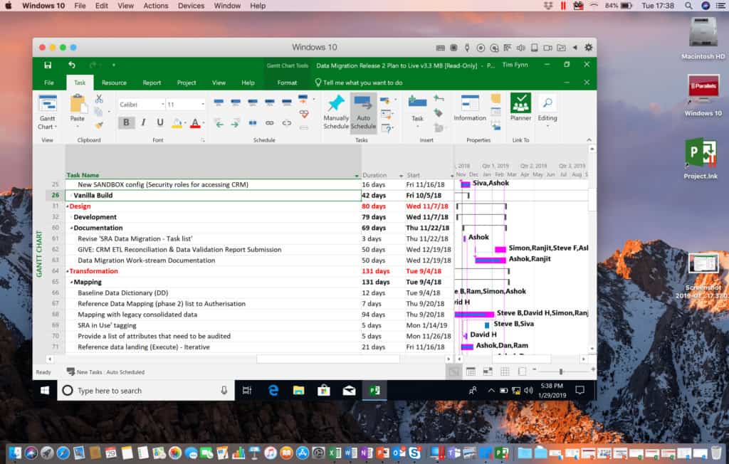 uploading microsoft excel 2016 for mac into ms project